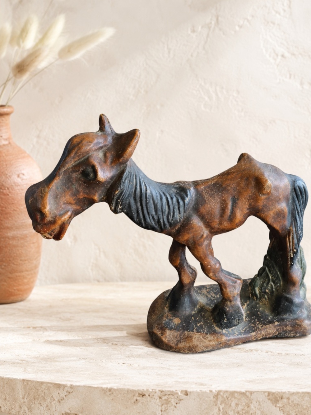 Vintage Folk Art Style Horse Figurine | Rustic Southwestern Decor